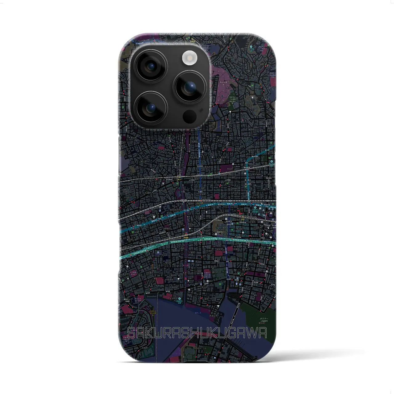 【さくら夙川(兵庫県)】地図柄iPhoneケース(バックカバータイプ)