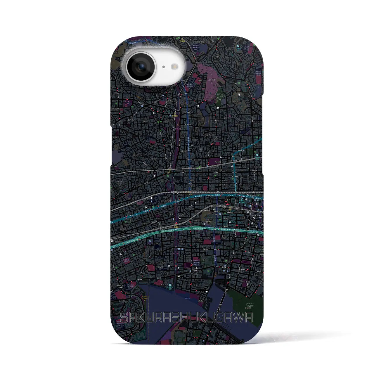 【さくら夙川(兵庫県)】地図柄iPhoneケース(バックカバータイプ)