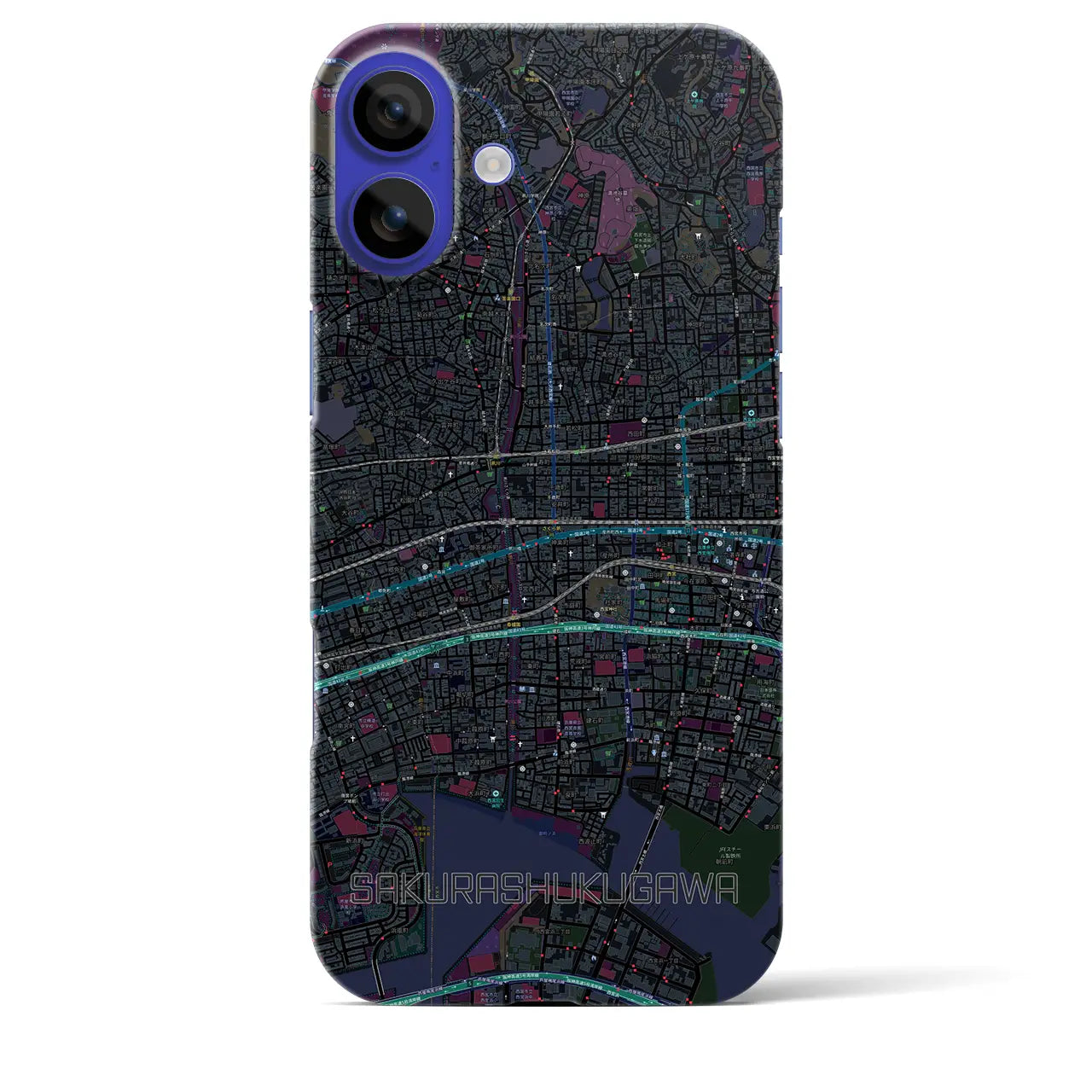 【さくら夙川(兵庫県)】地図柄iPhoneケース(バックカバータイプ)