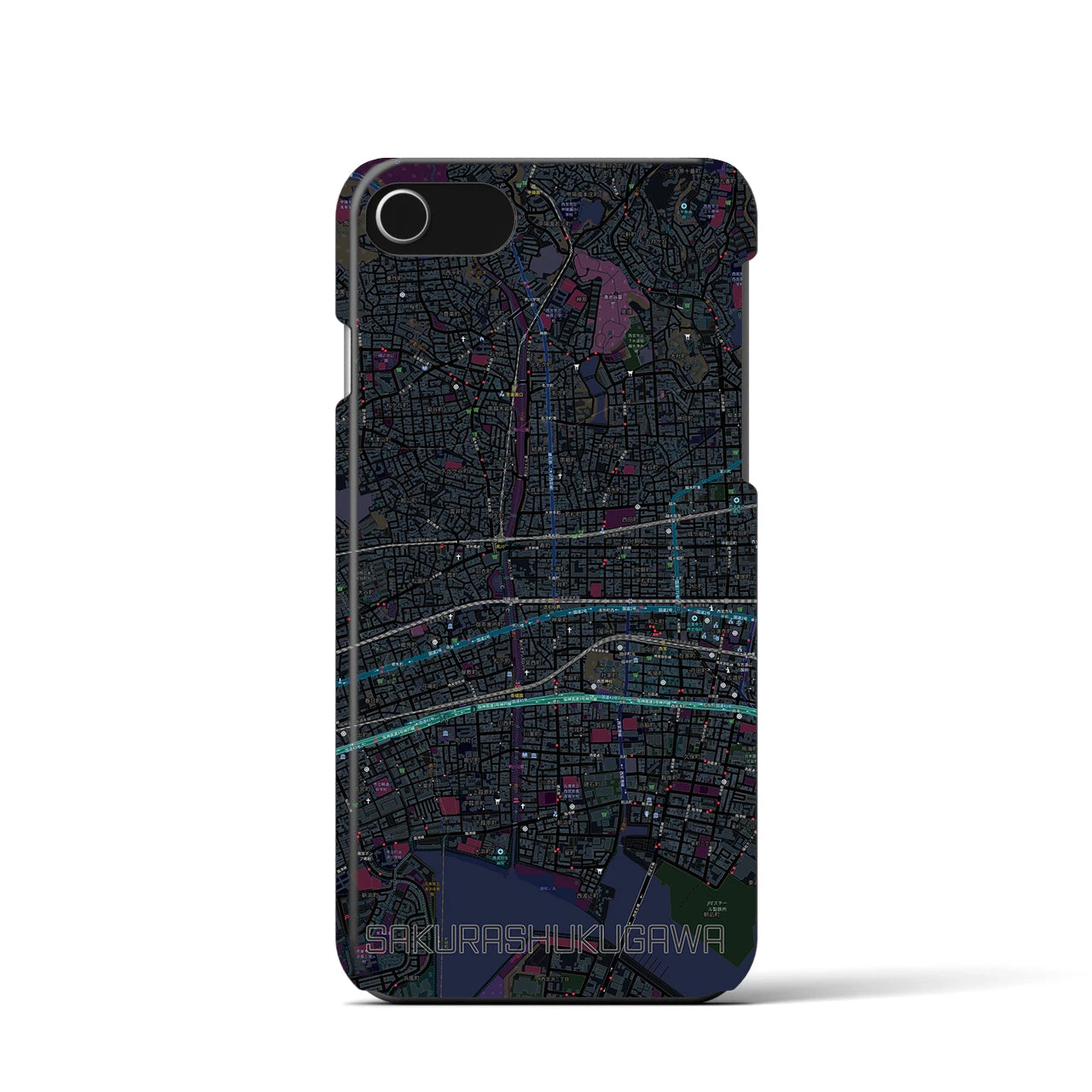 【さくら夙川(兵庫県)】地図柄iPhoneケース(バックカバータイプ)