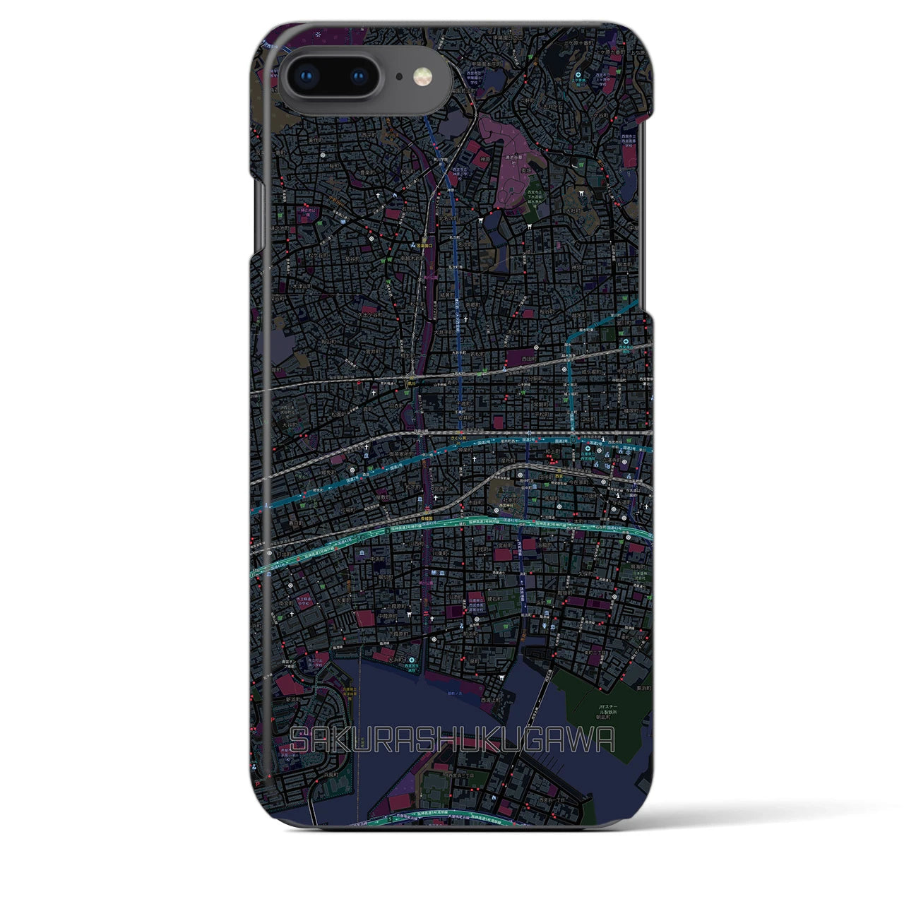 【さくら夙川(兵庫県)】地図柄iPhoneケース(バックカバータイプ)