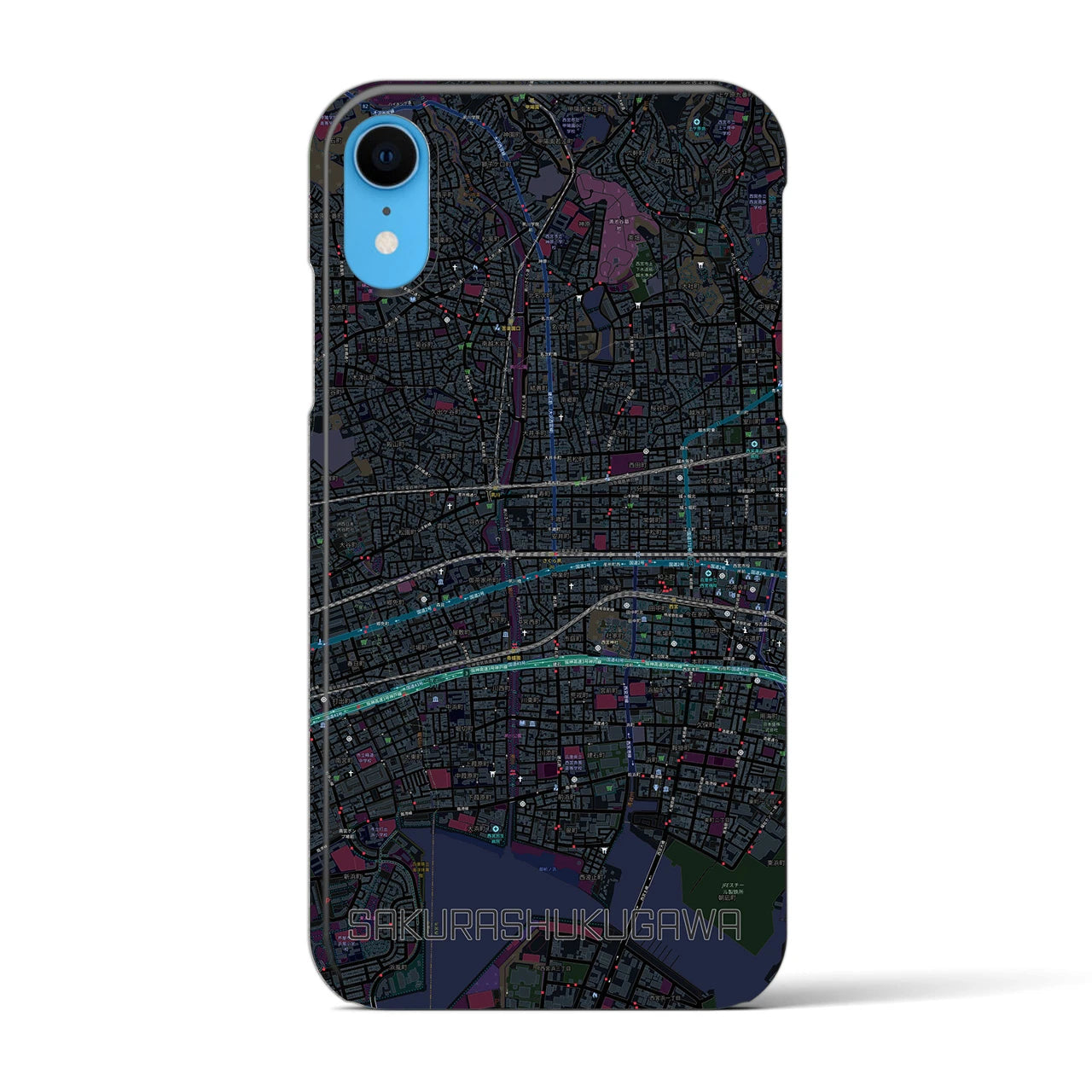 【さくら夙川(兵庫県)】地図柄iPhoneケース(バックカバータイプ)