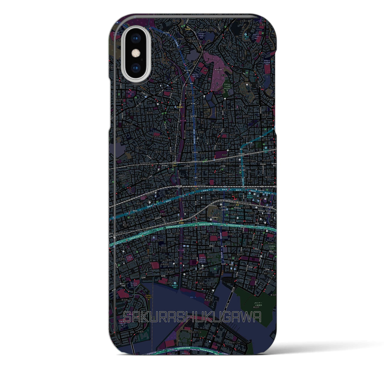 【さくら夙川(兵庫県)】地図柄iPhoneケース(バックカバータイプ)