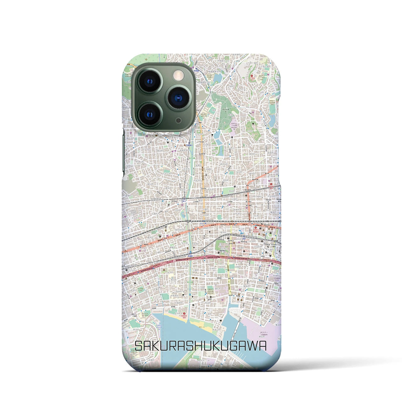 【さくら夙川(兵庫県)】地図柄iPhoneケース(バックカバータイプ)