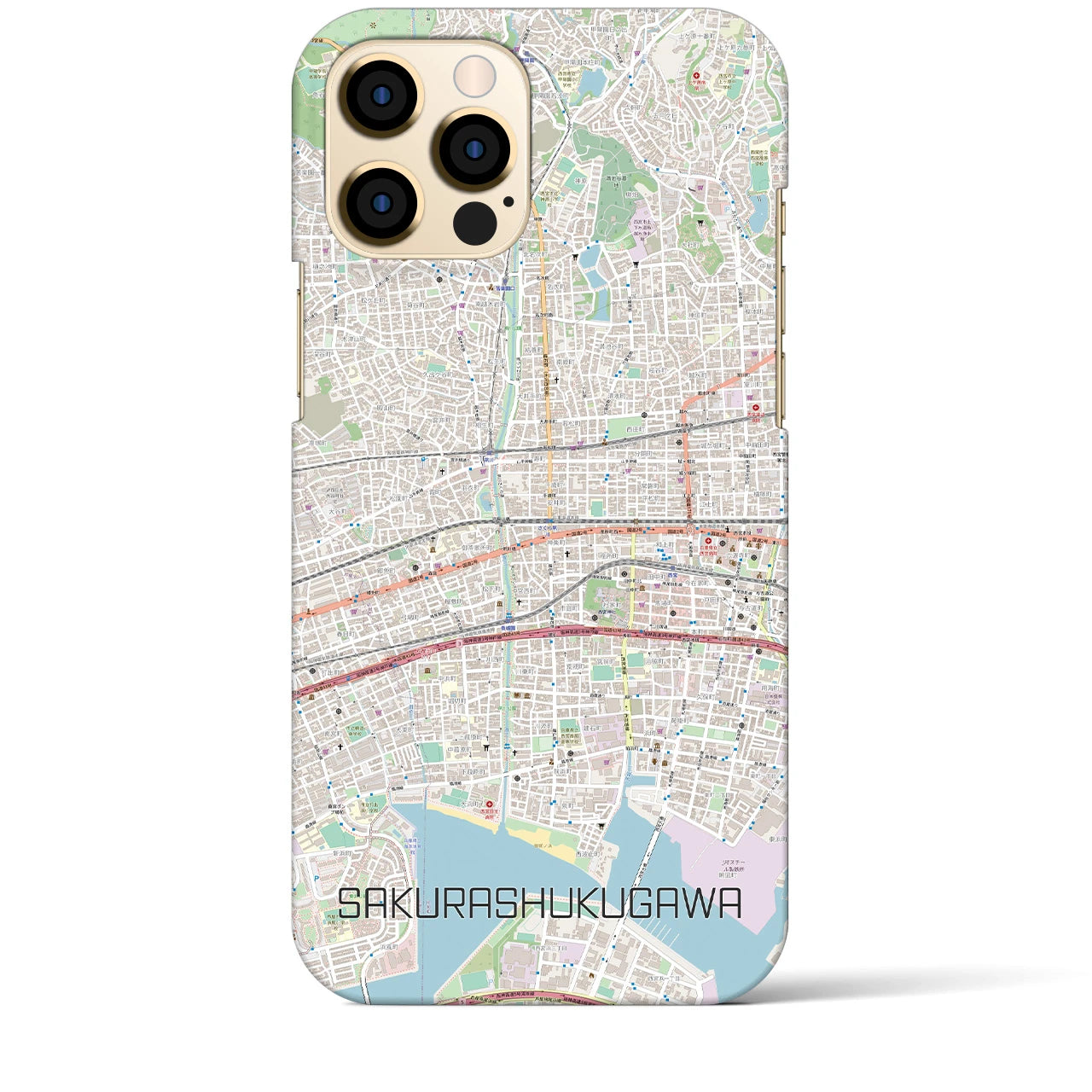【さくら夙川(兵庫県)】地図柄iPhoneケース(バックカバータイプ)