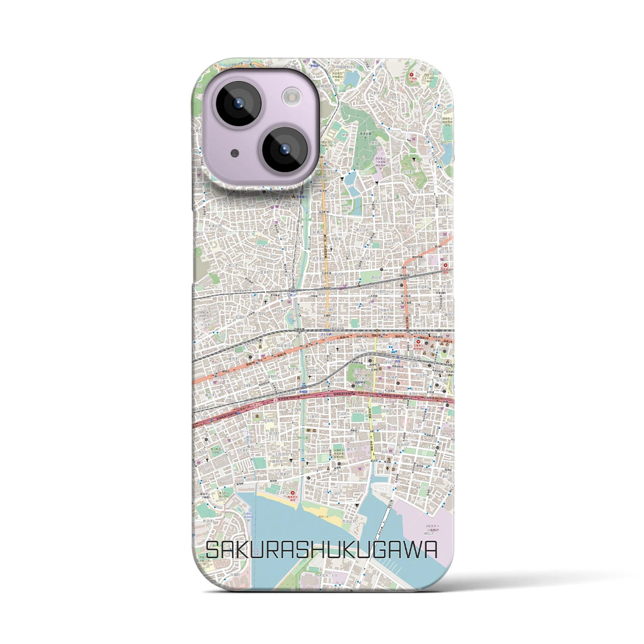 【さくら夙川(兵庫県)】地図柄iPhoneケース(バックカバータイプ)