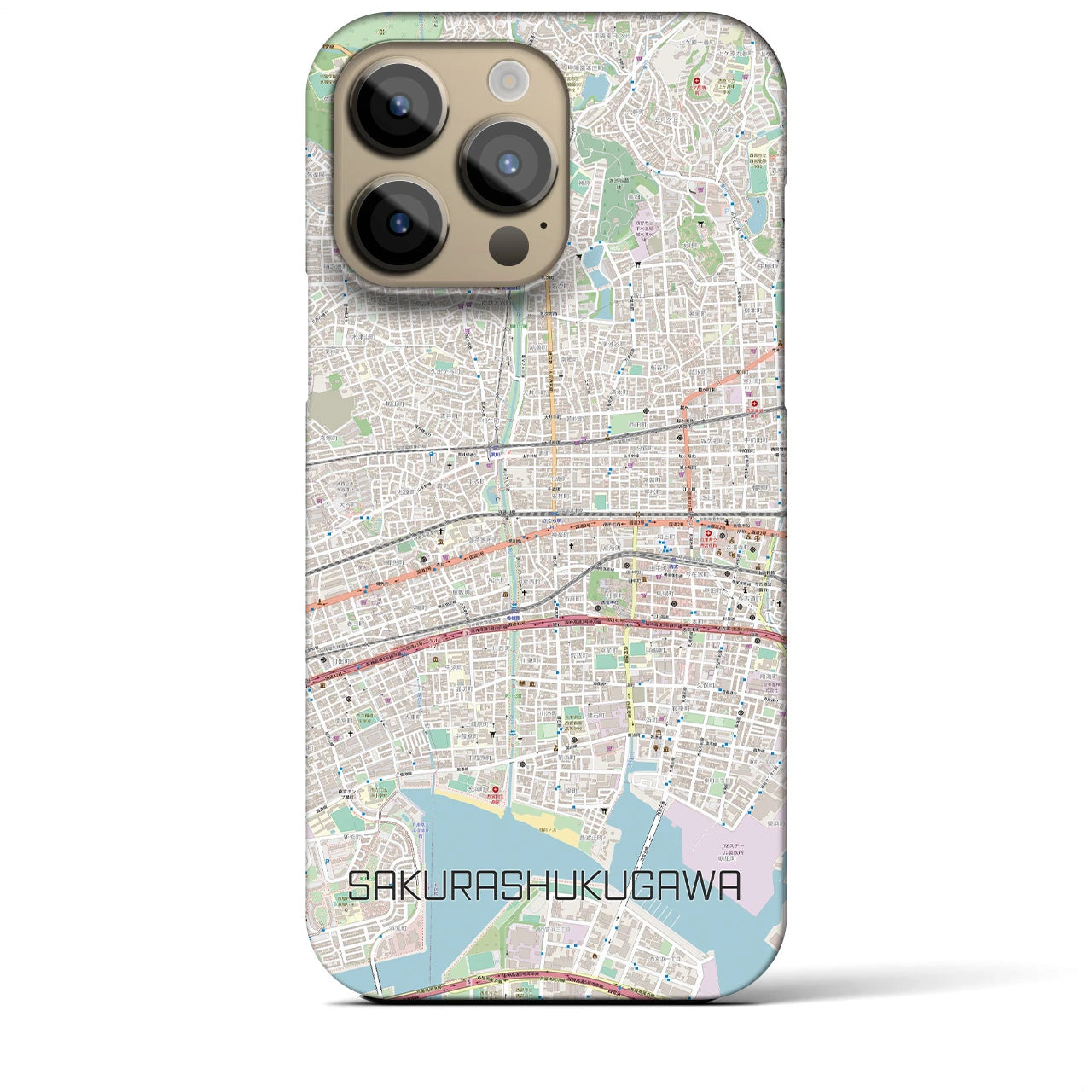 【さくら夙川(兵庫県)】地図柄iPhoneケース(バックカバータイプ)