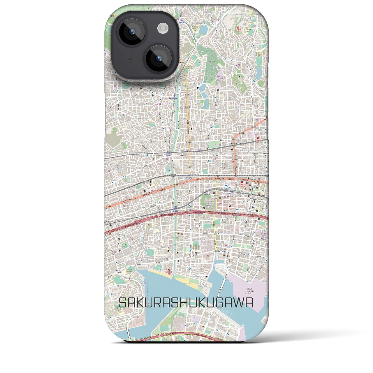 【さくら夙川(兵庫県)】地図柄iPhoneケース(バックカバータイプ)