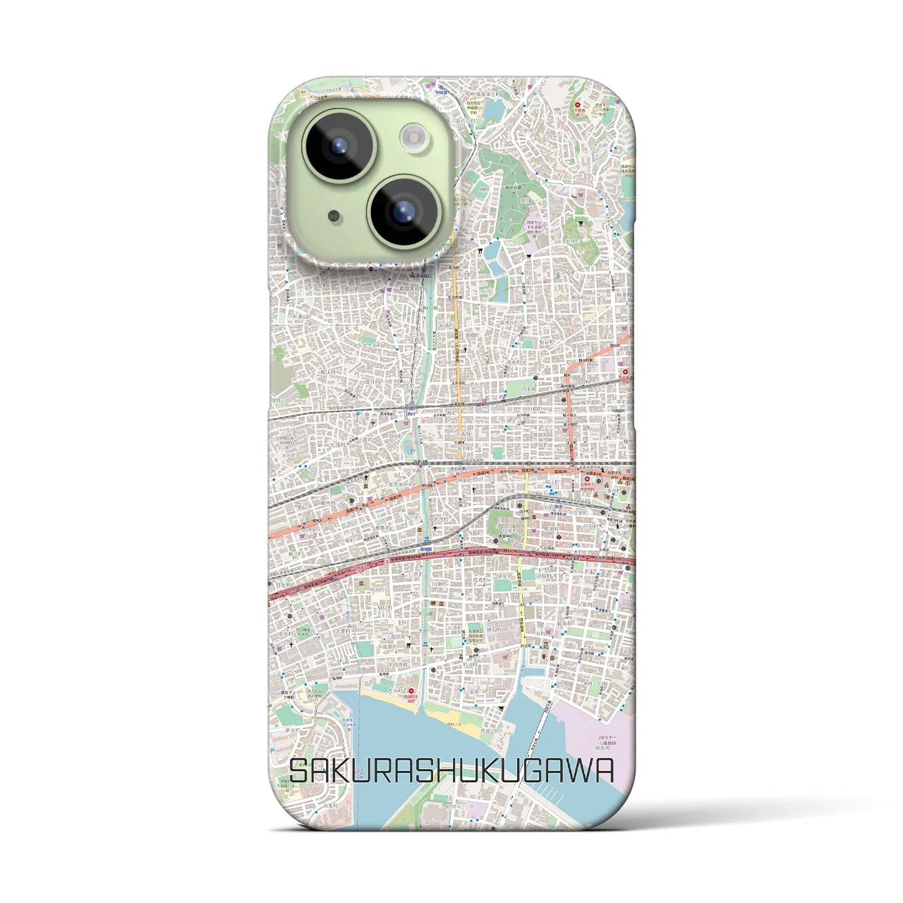 【さくら夙川(兵庫県)】地図柄iPhoneケース(バックカバータイプ)