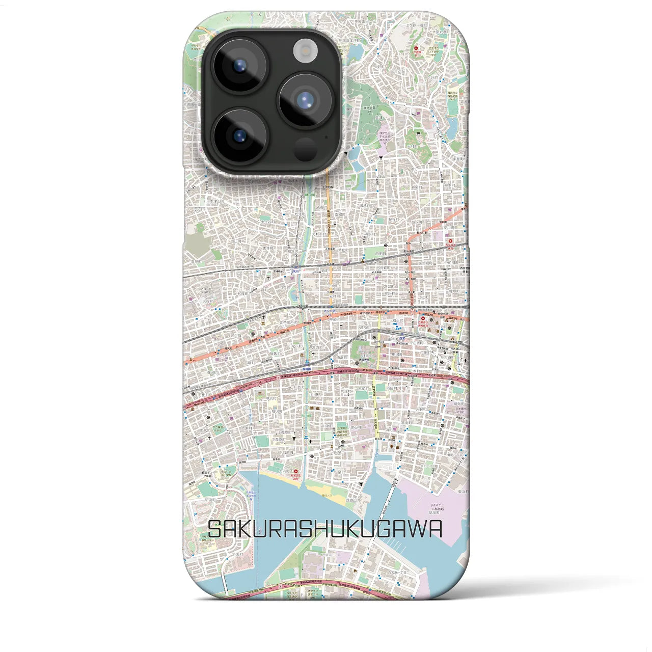 【さくら夙川(兵庫県)】地図柄iPhoneケース(バックカバータイプ)