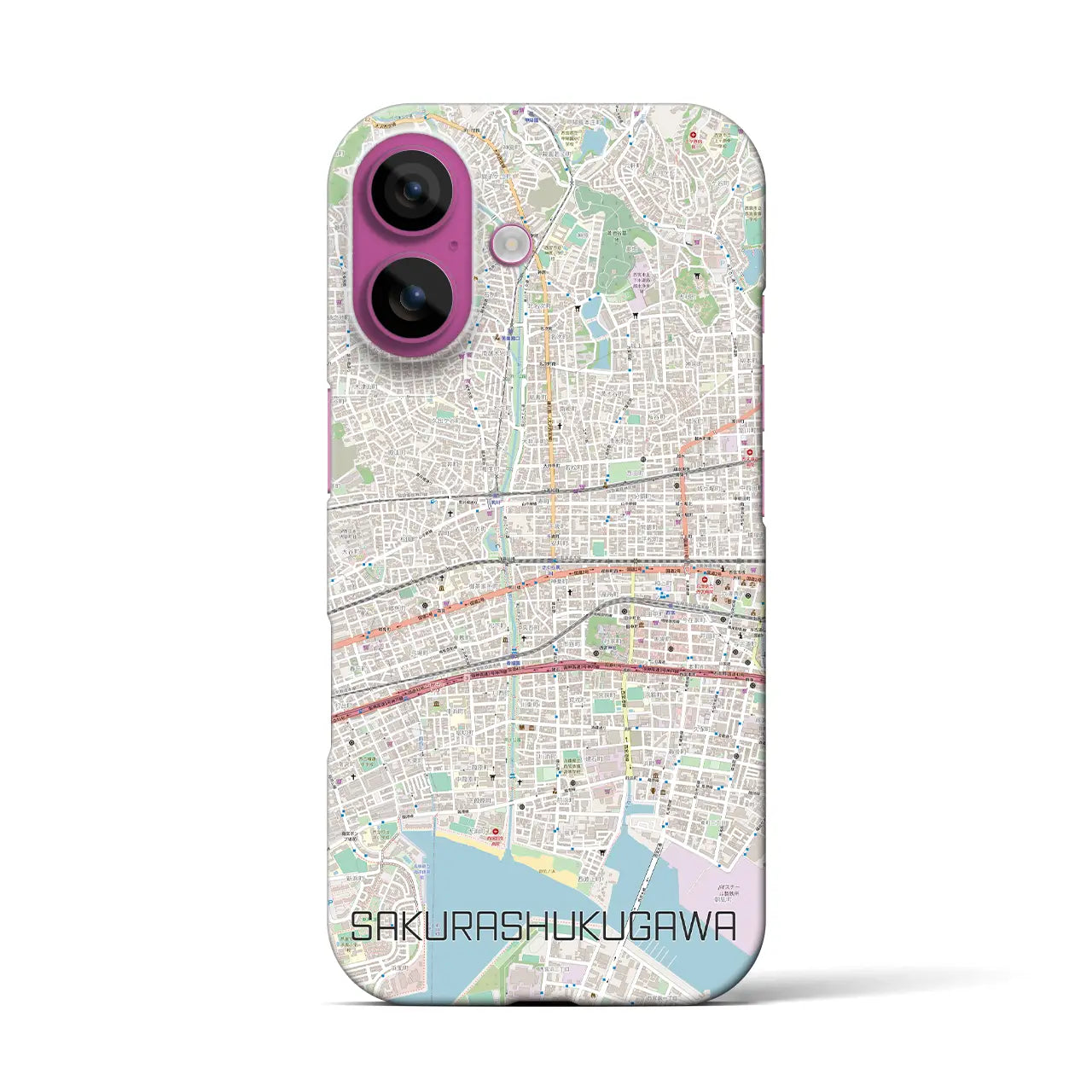 【さくら夙川(兵庫県)】地図柄iPhoneケース(バックカバータイプ)