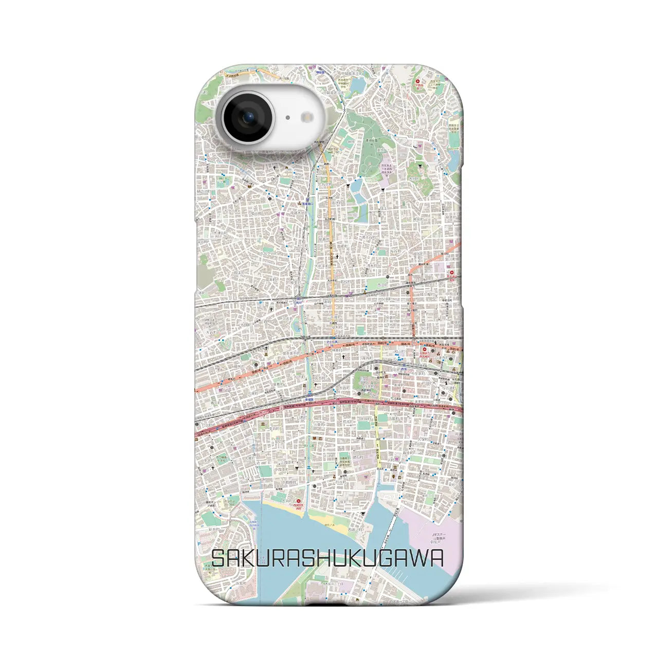 【さくら夙川(兵庫県)】地図柄iPhoneケース(バックカバータイプ)