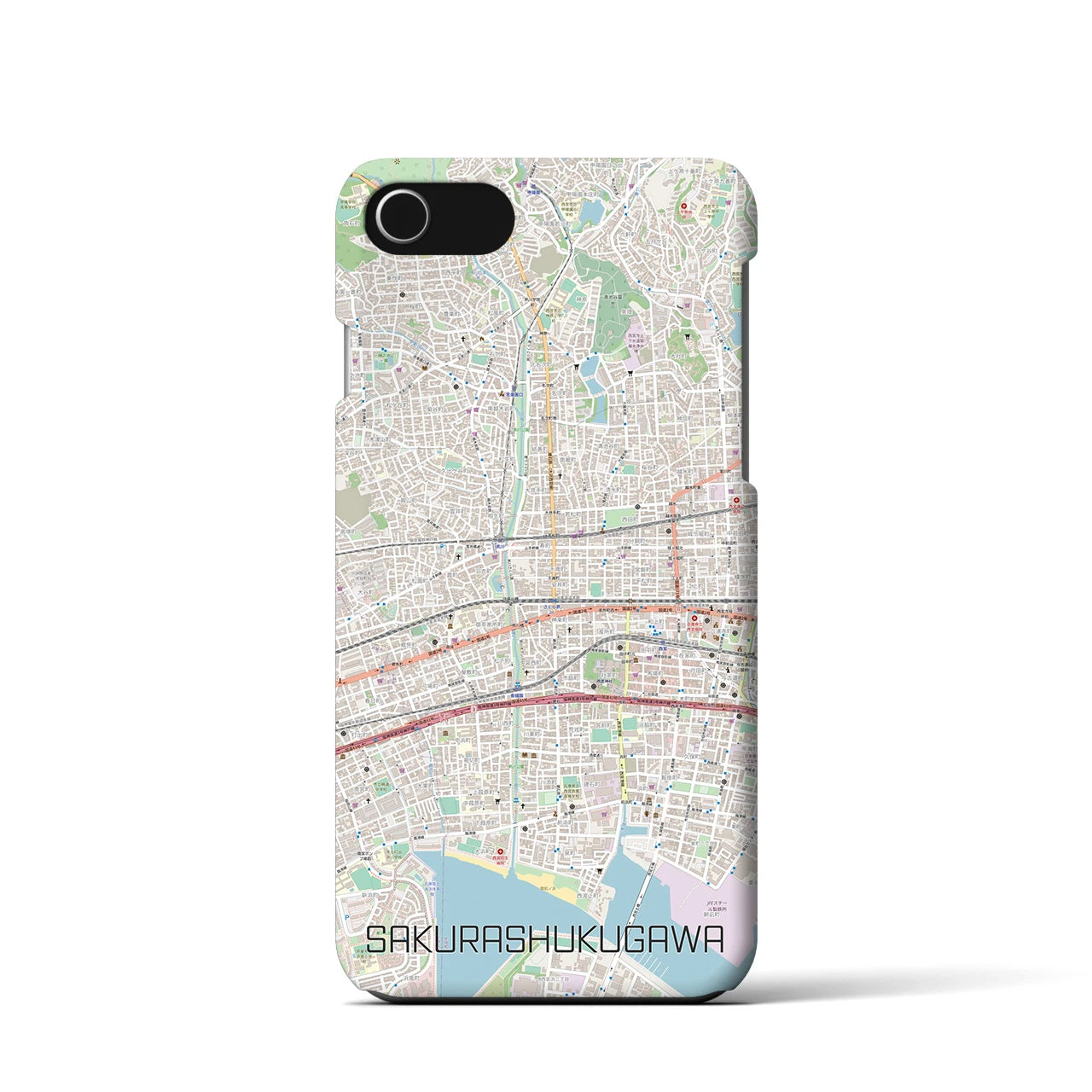 【さくら夙川(兵庫県)】地図柄iPhoneケース(バックカバータイプ)