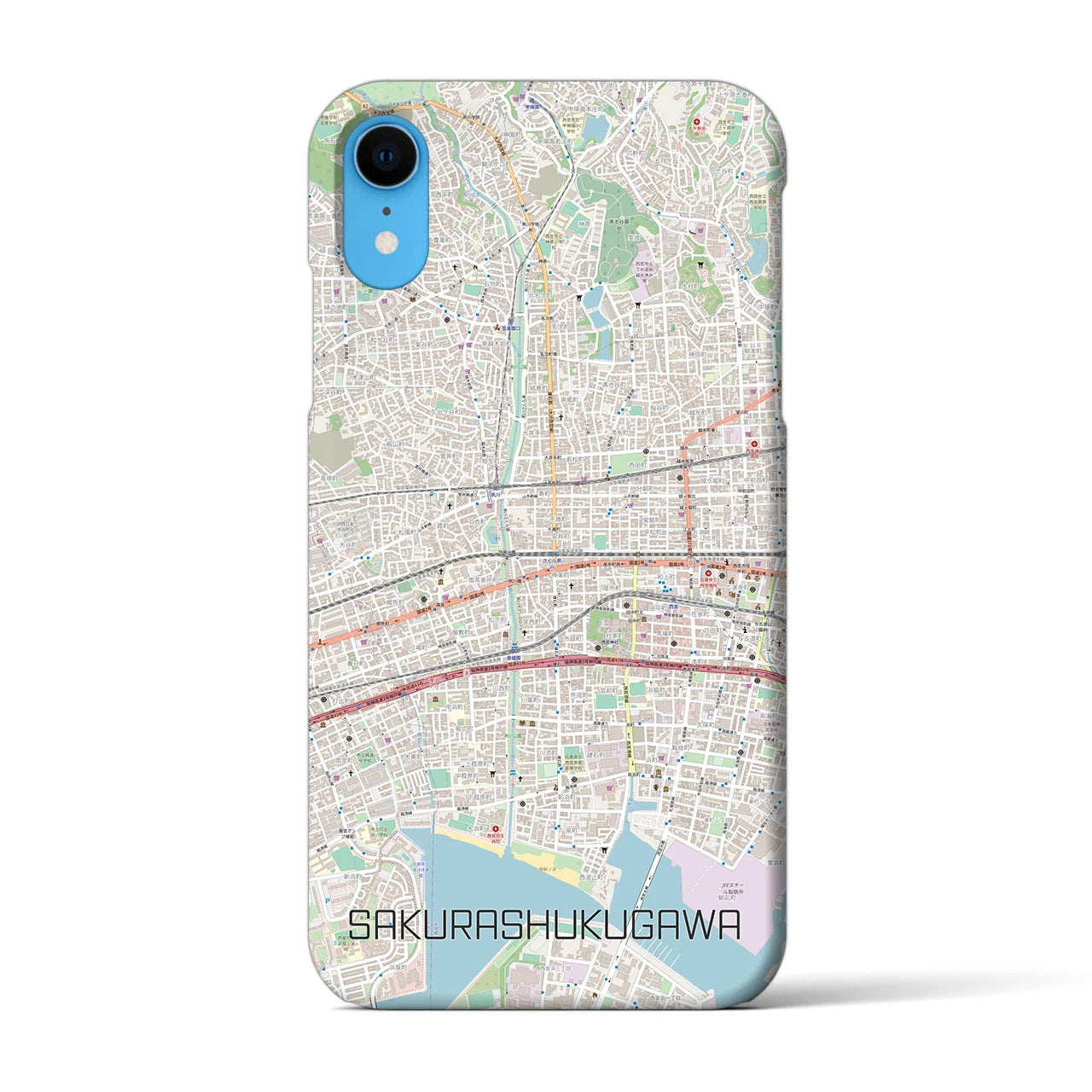 【さくら夙川(兵庫県)】地図柄iPhoneケース(バックカバータイプ)