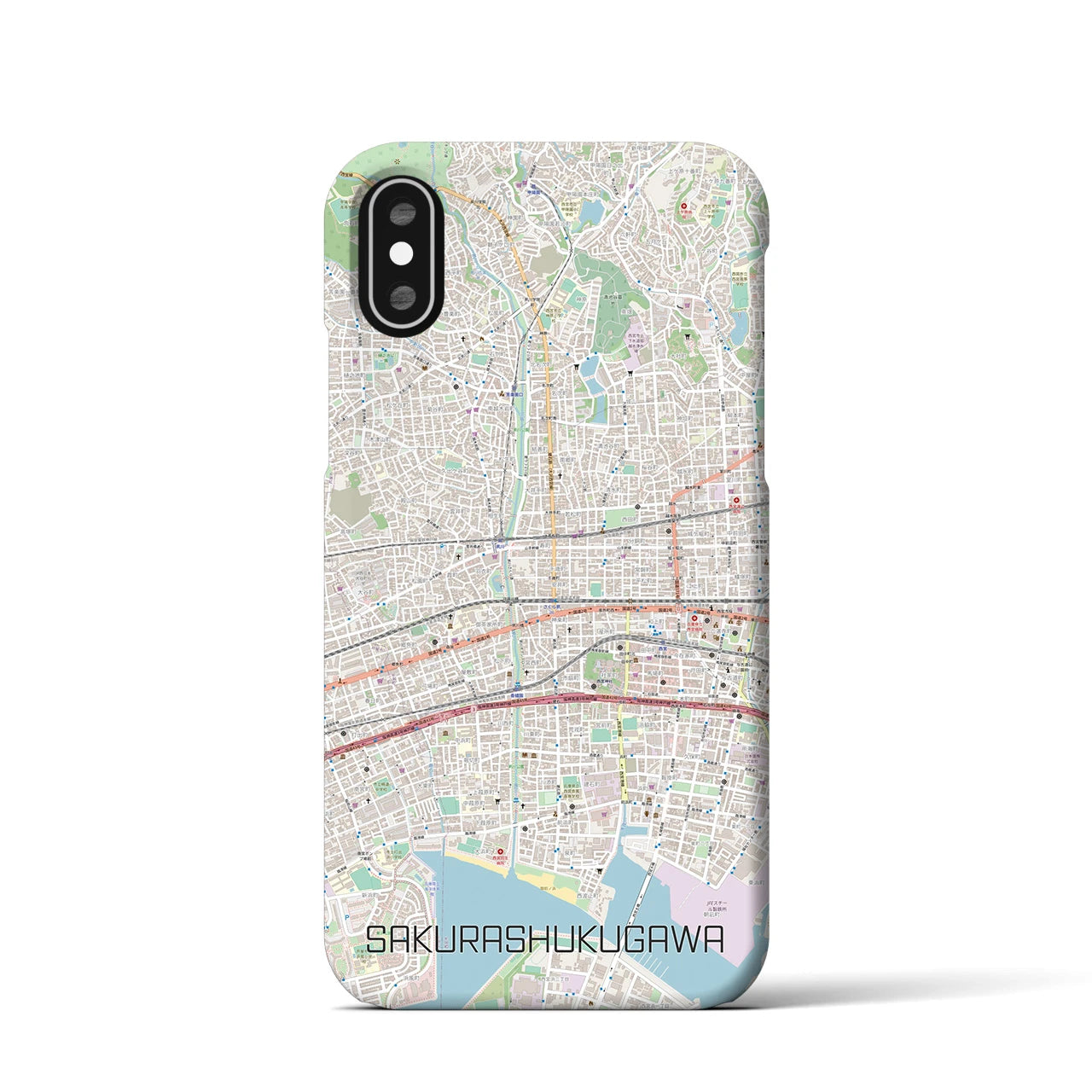 【さくら夙川(兵庫県)】地図柄iPhoneケース(バックカバータイプ)