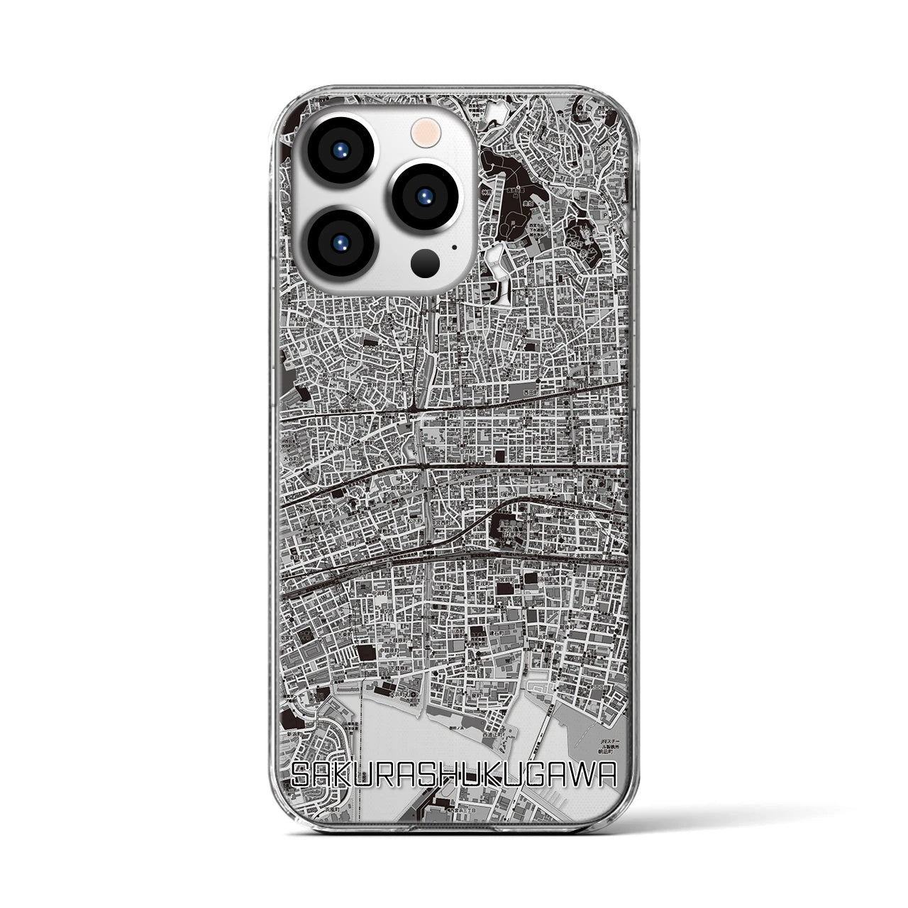 【さくら夙川(兵庫県)】地図柄iPhoneケース(クリアタイプ)
