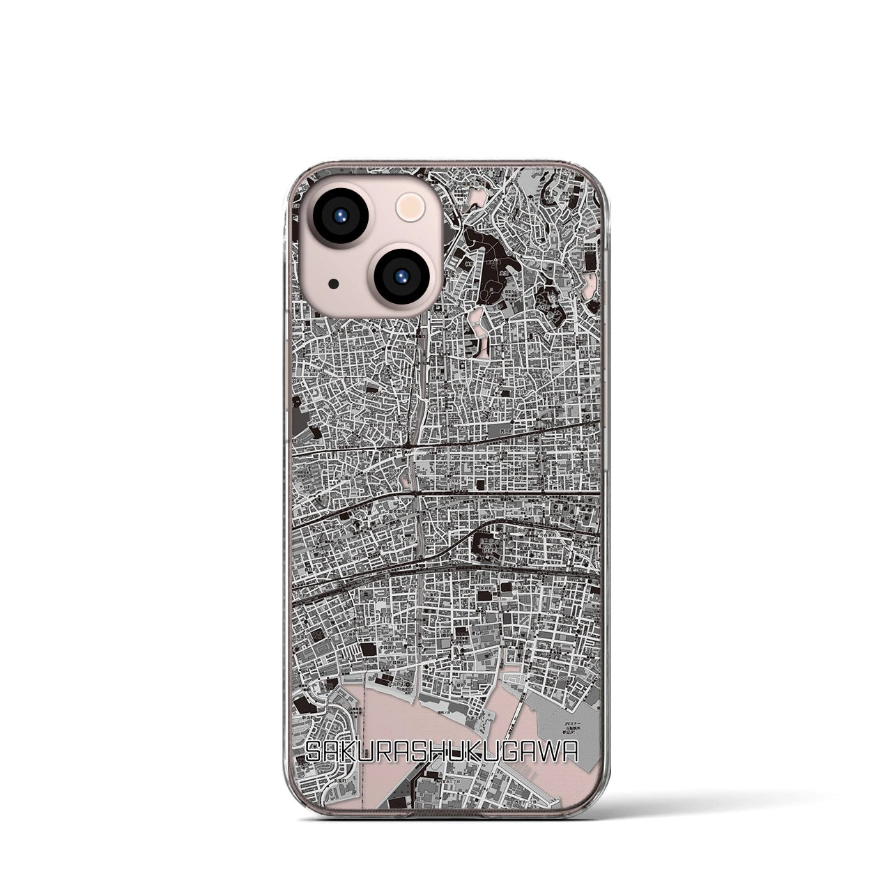 【さくら夙川(兵庫県)】地図柄iPhoneケース(クリアタイプ)