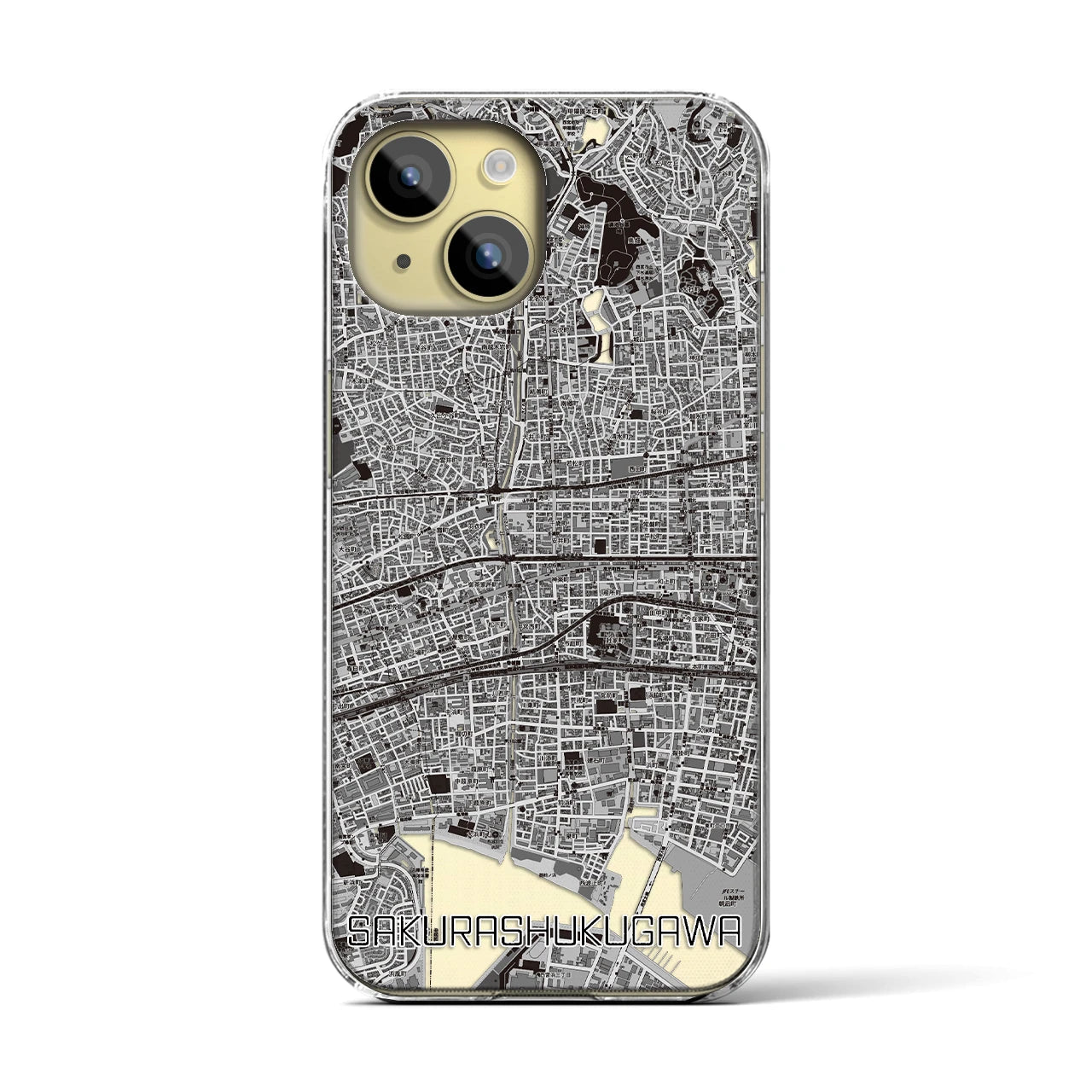 【さくら夙川(兵庫県)】地図柄iPhoneケース(クリアタイプ)