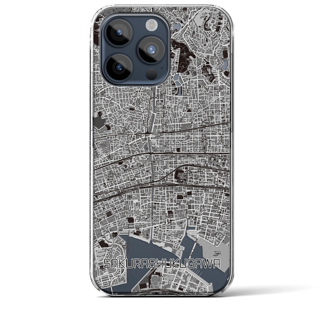 【さくら夙川(兵庫県)】地図柄iPhoneケース(クリアタイプ)