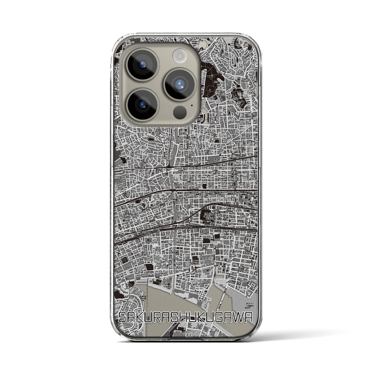 【さくら夙川(兵庫県)】地図柄iPhoneケース(クリアタイプ)