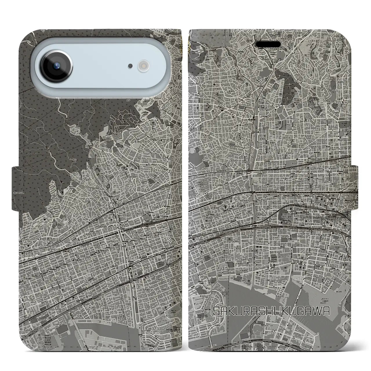 【さくら夙川(兵庫県)】地図柄iPhoneケース(手帳タイプ)