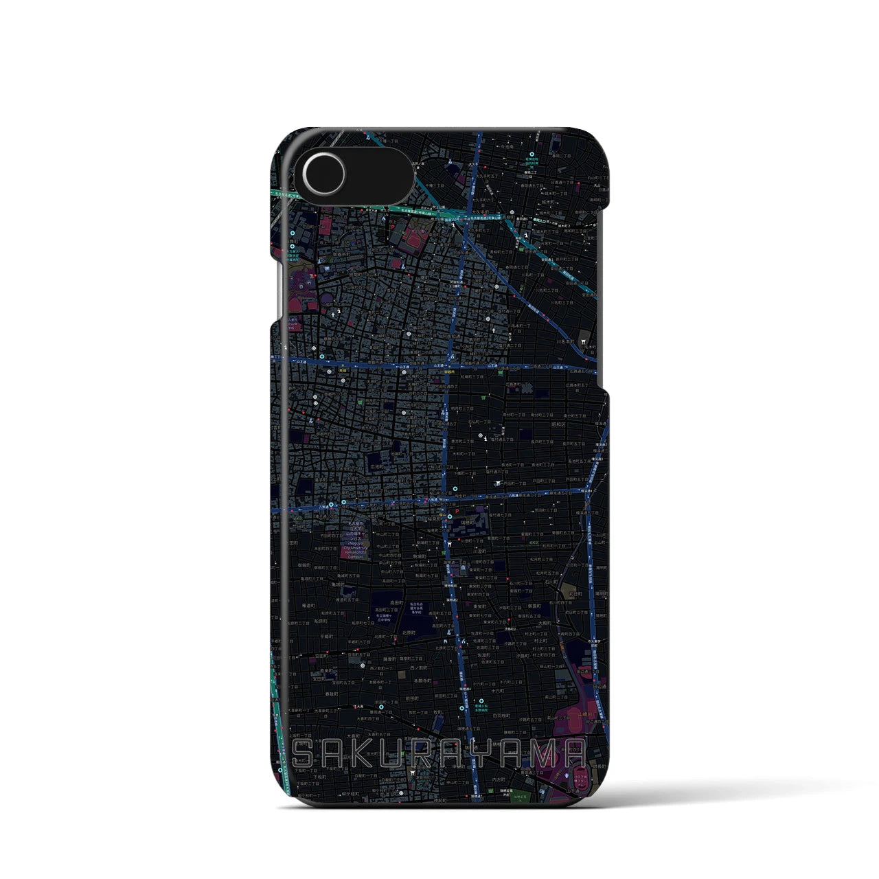 【桜山(愛知県)】地図柄iPhoneケース(バックカバータイプ)