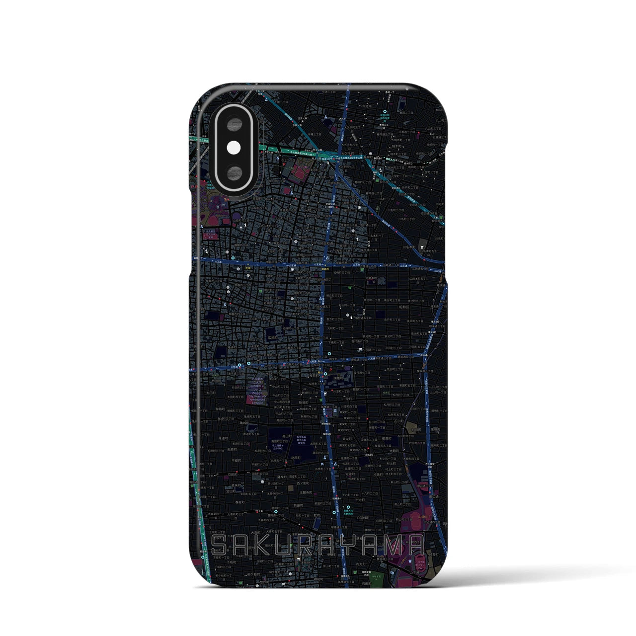 【桜山(愛知県)】地図柄iPhoneケース(バックカバータイプ)