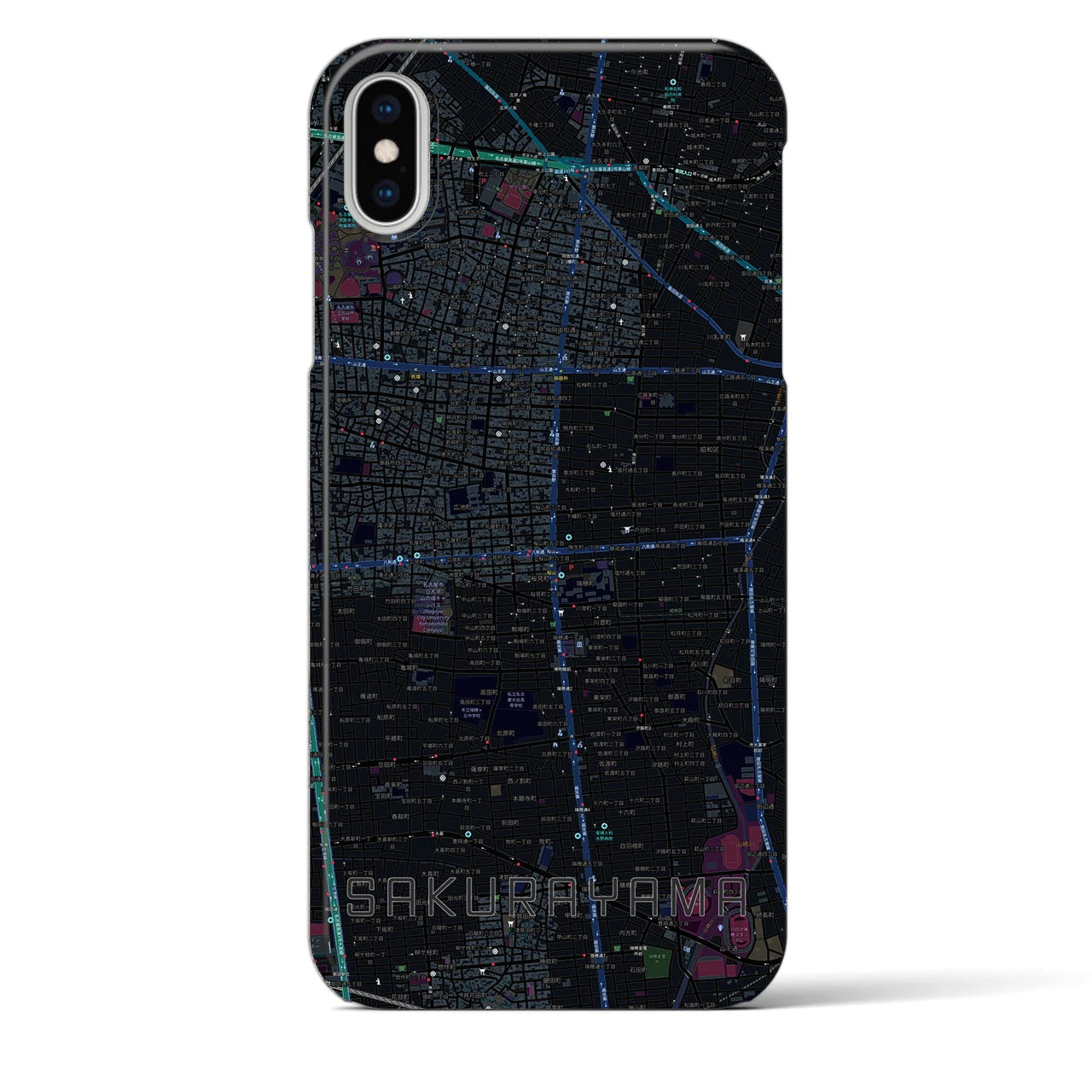 【桜山(愛知県)】地図柄iPhoneケース(バックカバータイプ)