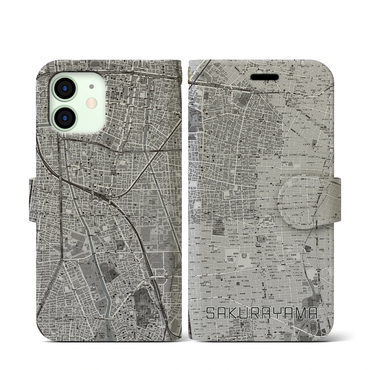 【桜山(愛知県)】地図柄iPhoneケース(手帳タイプ)