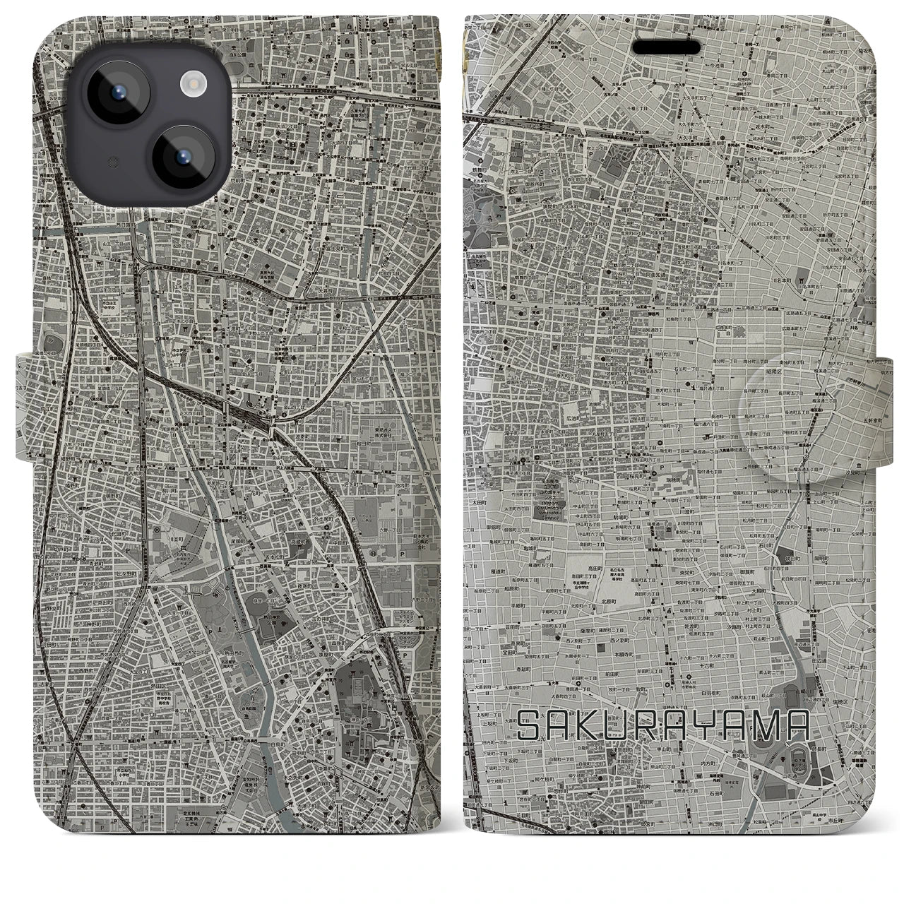 【桜山(愛知県)】地図柄iPhoneケース(手帳タイプ)
