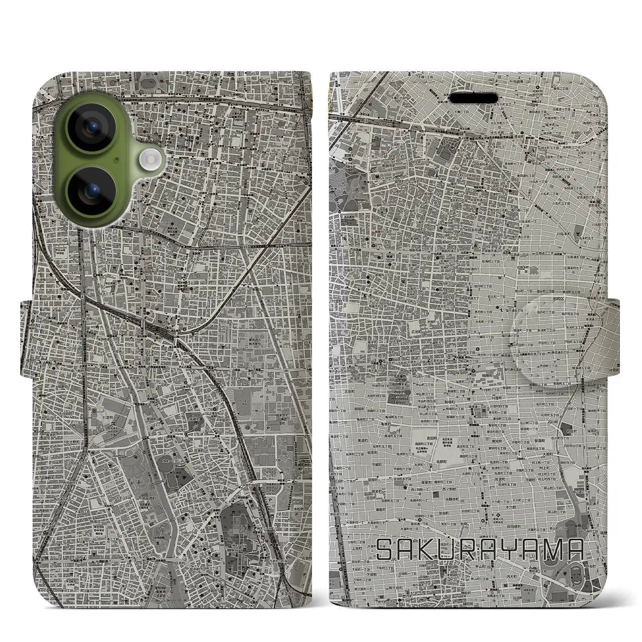 【桜山(愛知県)】地図柄iPhoneケース(手帳タイプ)