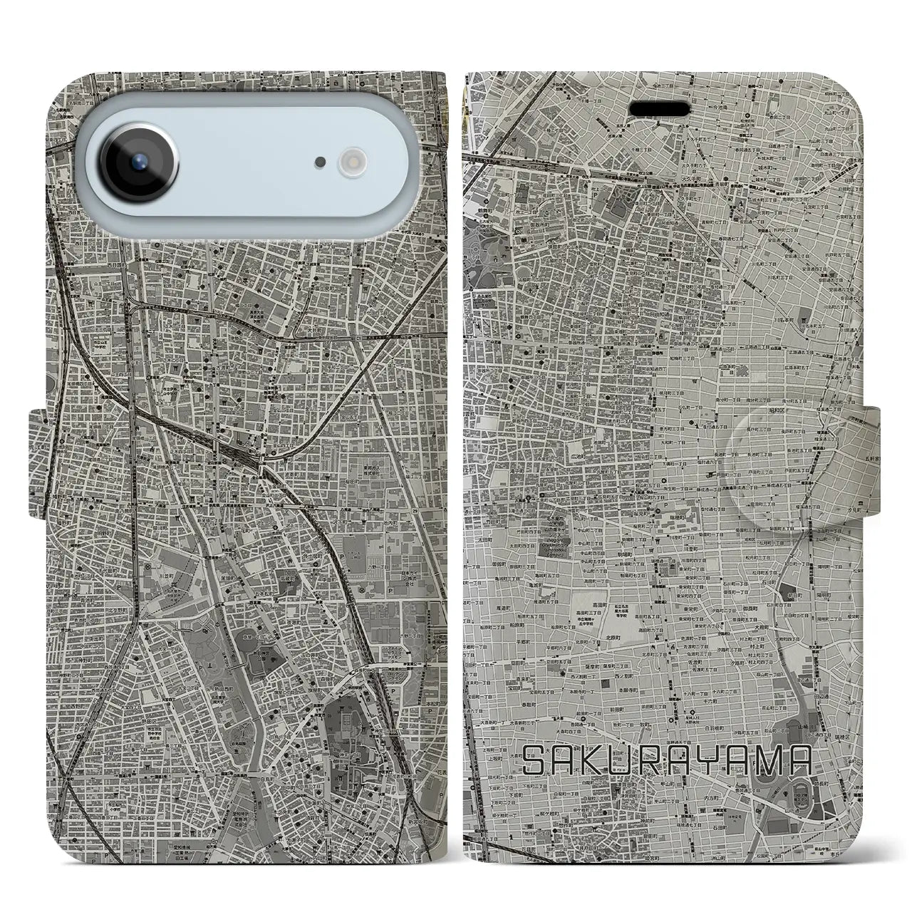 【桜山(愛知県)】地図柄iPhoneケース(手帳タイプ)