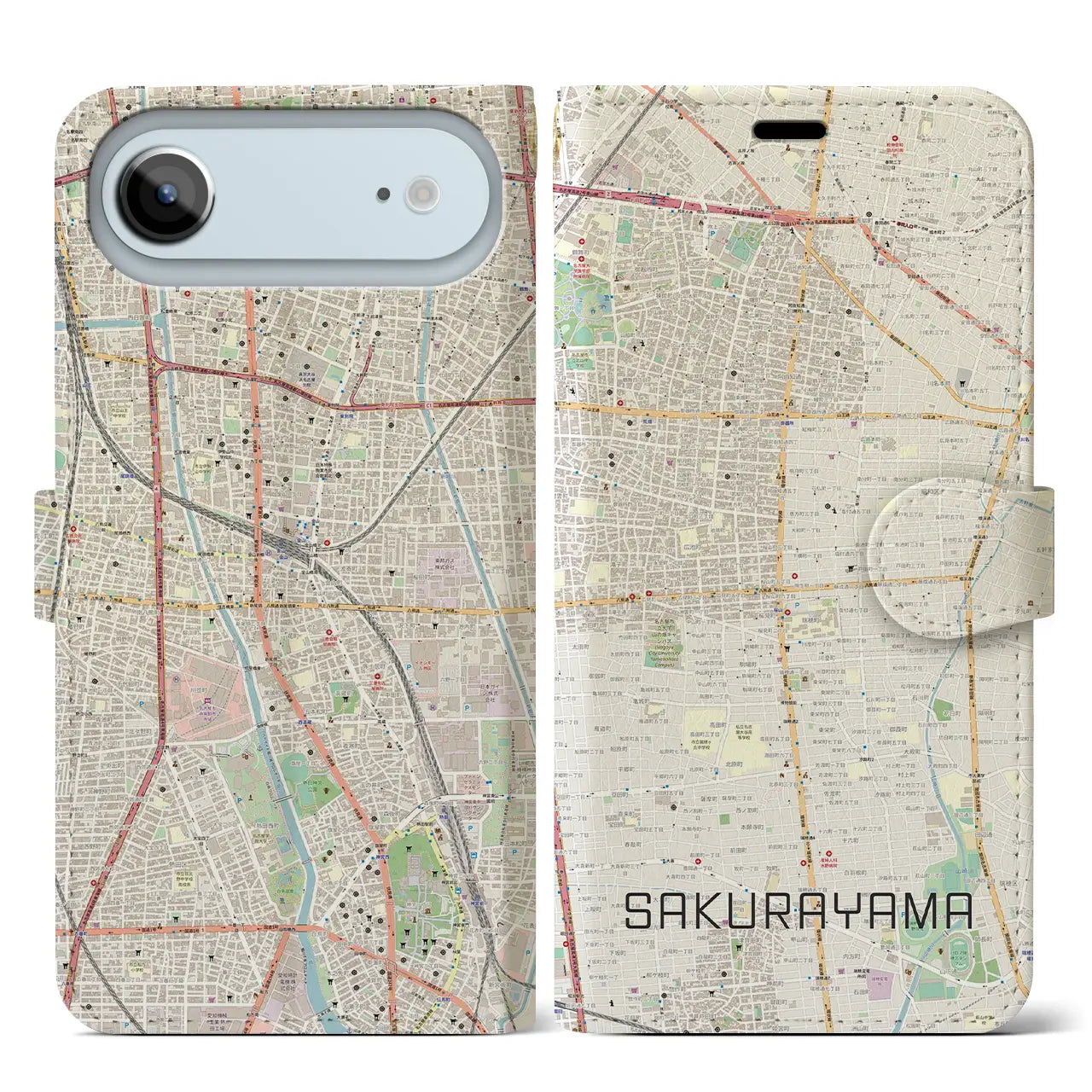 【桜山(愛知県)】地図柄iPhoneケース(手帳タイプ)