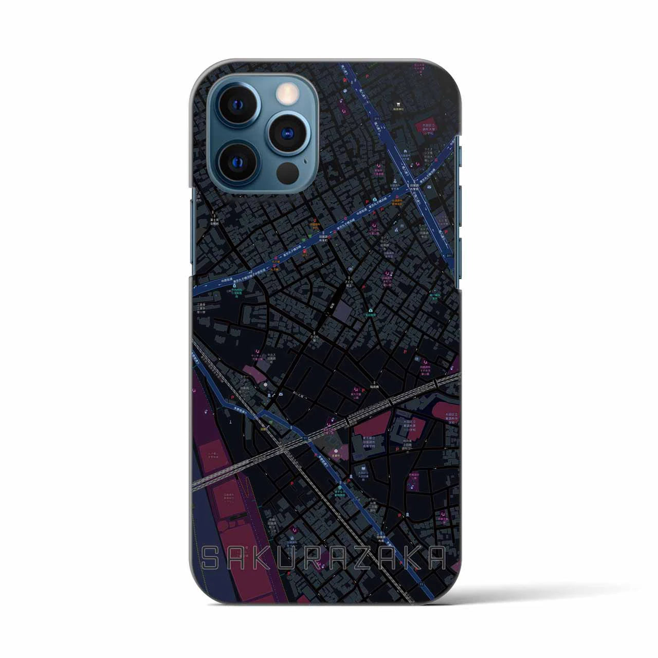 【桜坂(東京都)】地図柄iPhoneケース(バックカバータイプ)