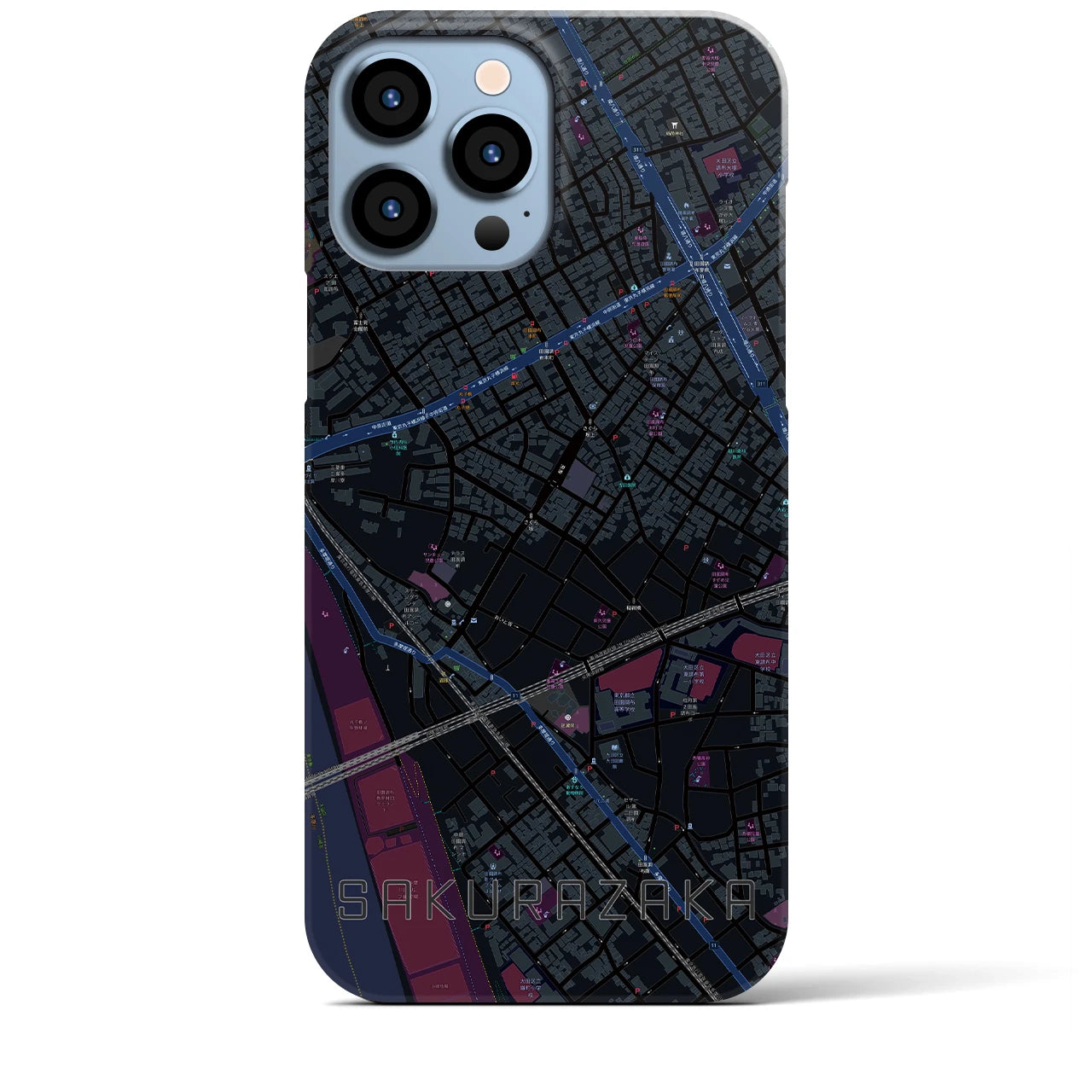 【桜坂(東京都)】地図柄iPhoneケース(バックカバータイプ)