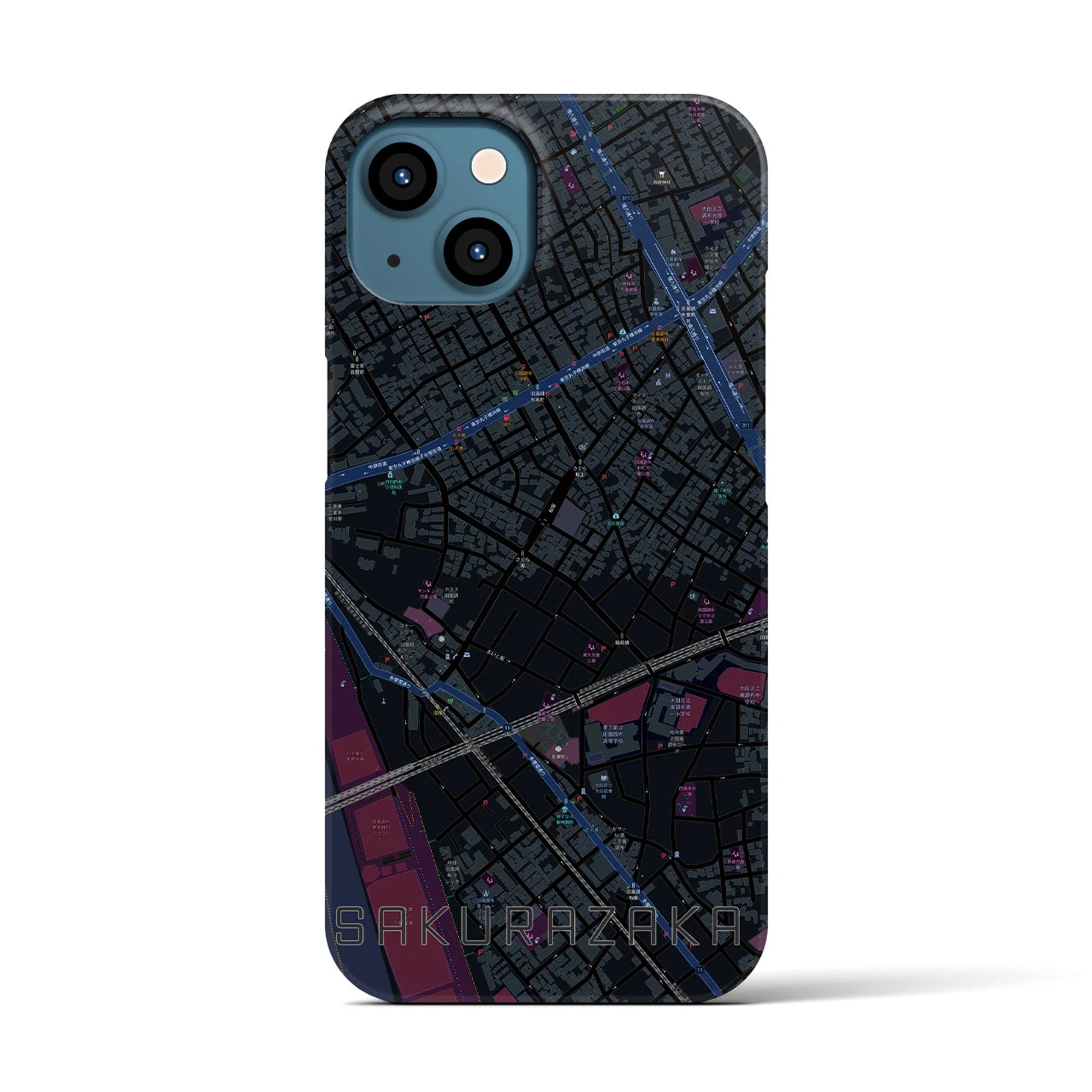 【桜坂(東京都)】地図柄iPhoneケース(バックカバータイプ)