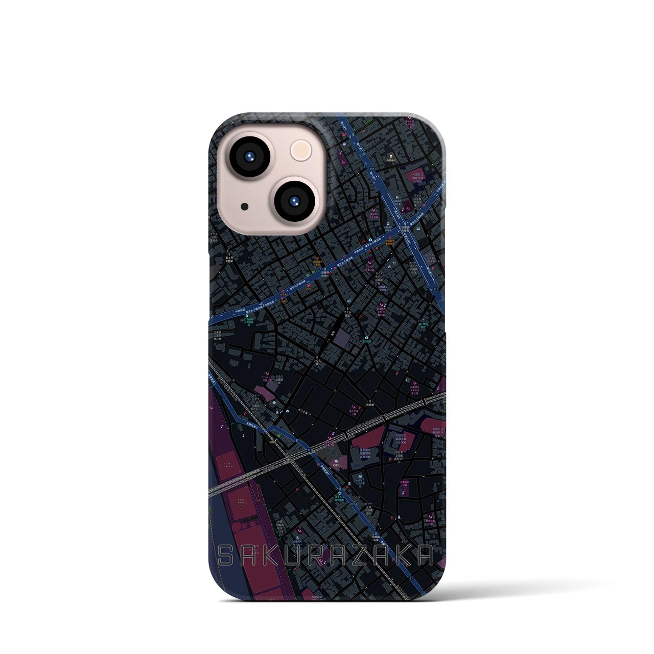 【桜坂(東京都)】地図柄iPhoneケース(バックカバータイプ)