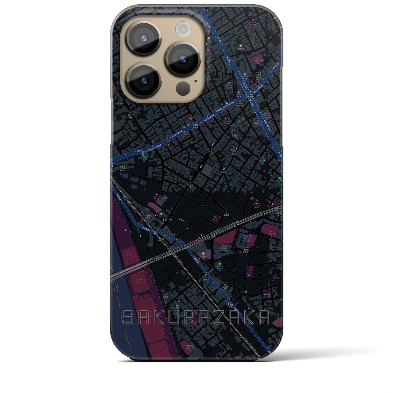 【桜坂(東京都)】地図柄iPhoneケース(バックカバータイプ)