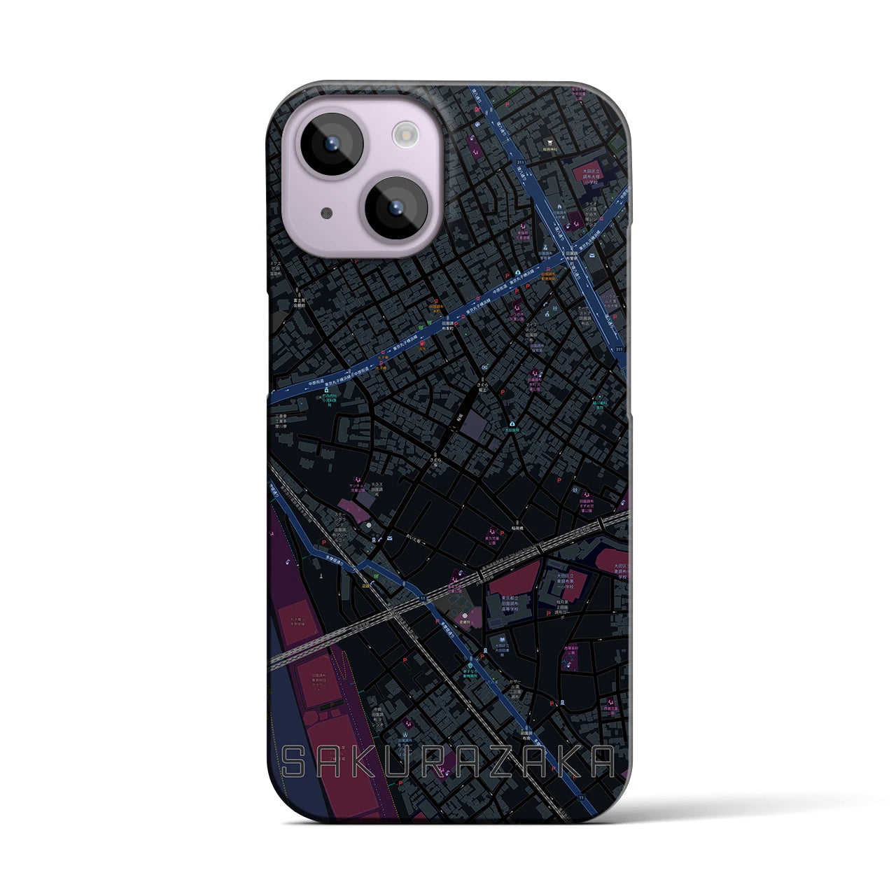【桜坂(東京都)】地図柄iPhoneケース(バックカバータイプ)