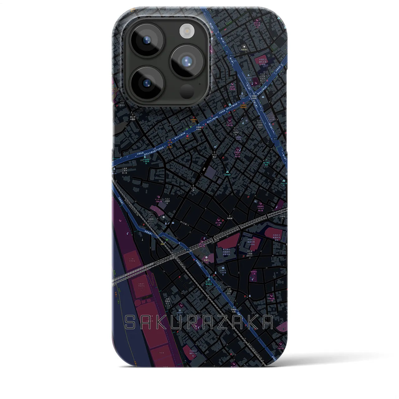 【桜坂(東京都)】地図柄iPhoneケース(バックカバータイプ)