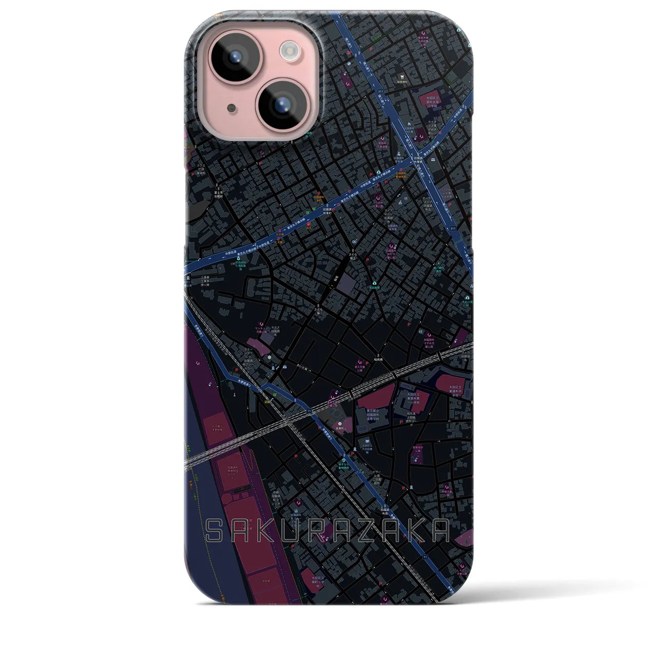 【桜坂(東京都)】地図柄iPhoneケース(バックカバータイプ)