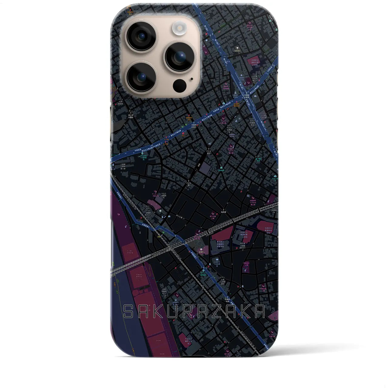 【桜坂(東京都)】地図柄iPhoneケース(バックカバータイプ)