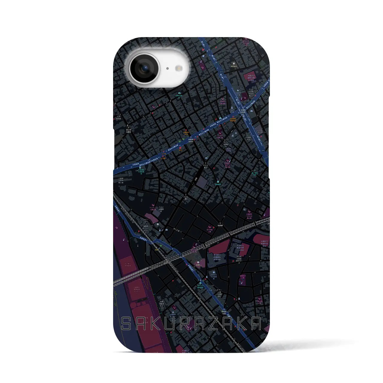 【桜坂(東京都)】地図柄iPhoneケース(バックカバータイプ)