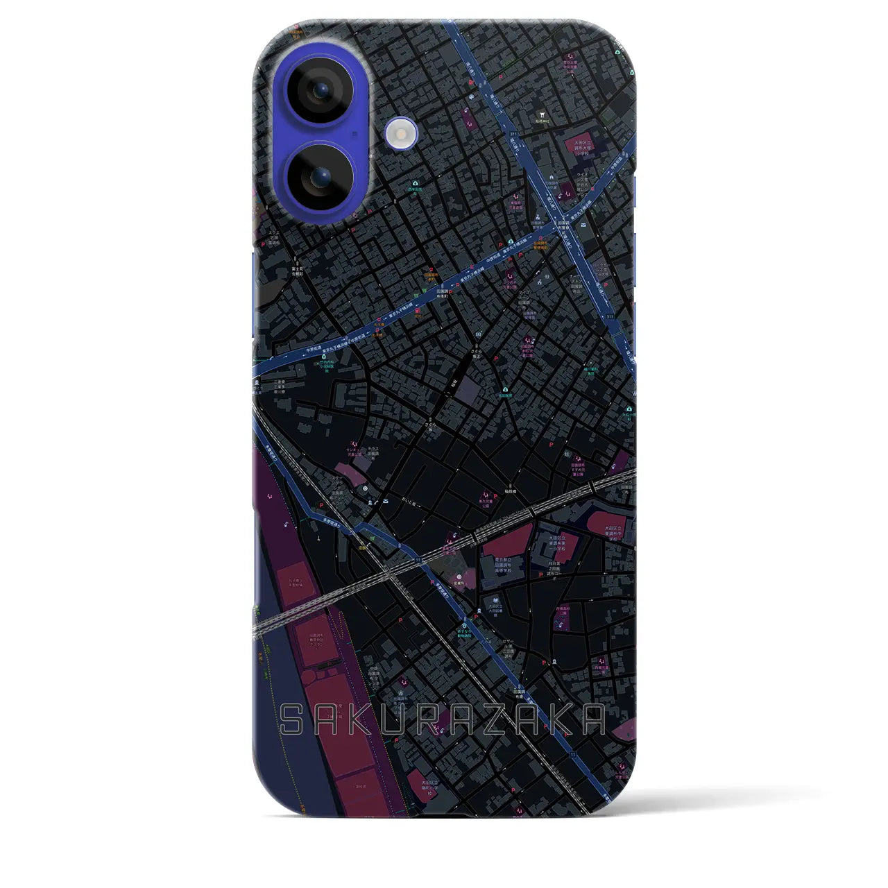【桜坂(東京都)】地図柄iPhoneケース(バックカバータイプ)