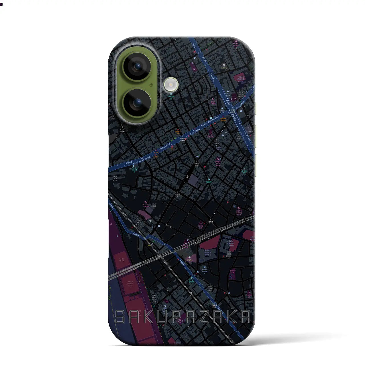 【桜坂(東京都)】地図柄iPhoneケース(バックカバータイプ)