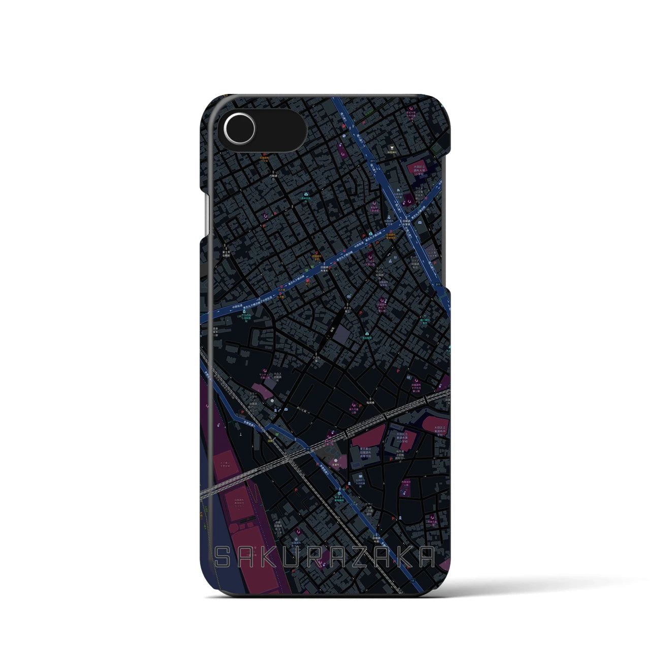 【桜坂(東京都)】地図柄iPhoneケース(バックカバータイプ)