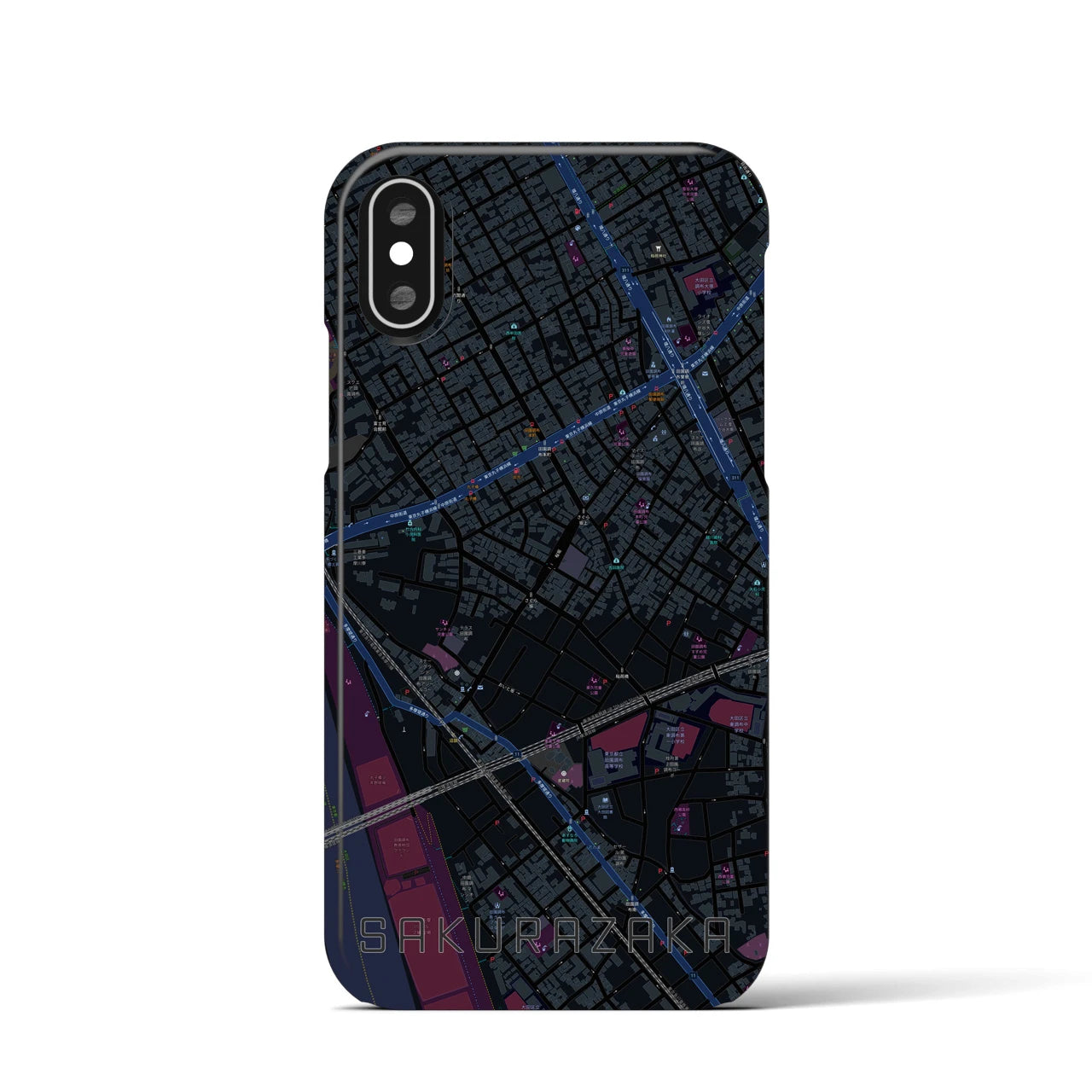 【桜坂(東京都)】地図柄iPhoneケース(バックカバータイプ)