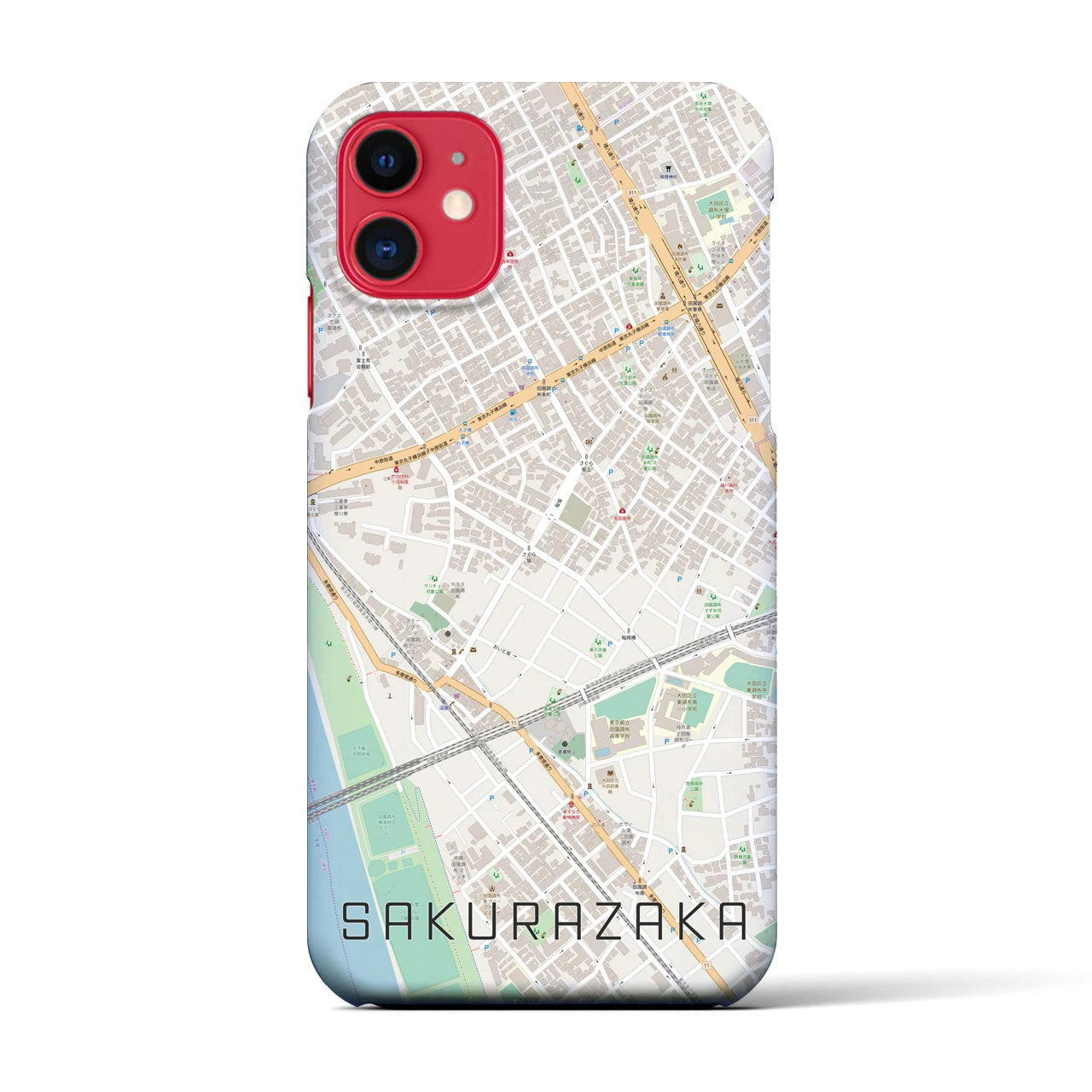 【桜坂(東京都)】地図柄iPhoneケース(バックカバータイプ)