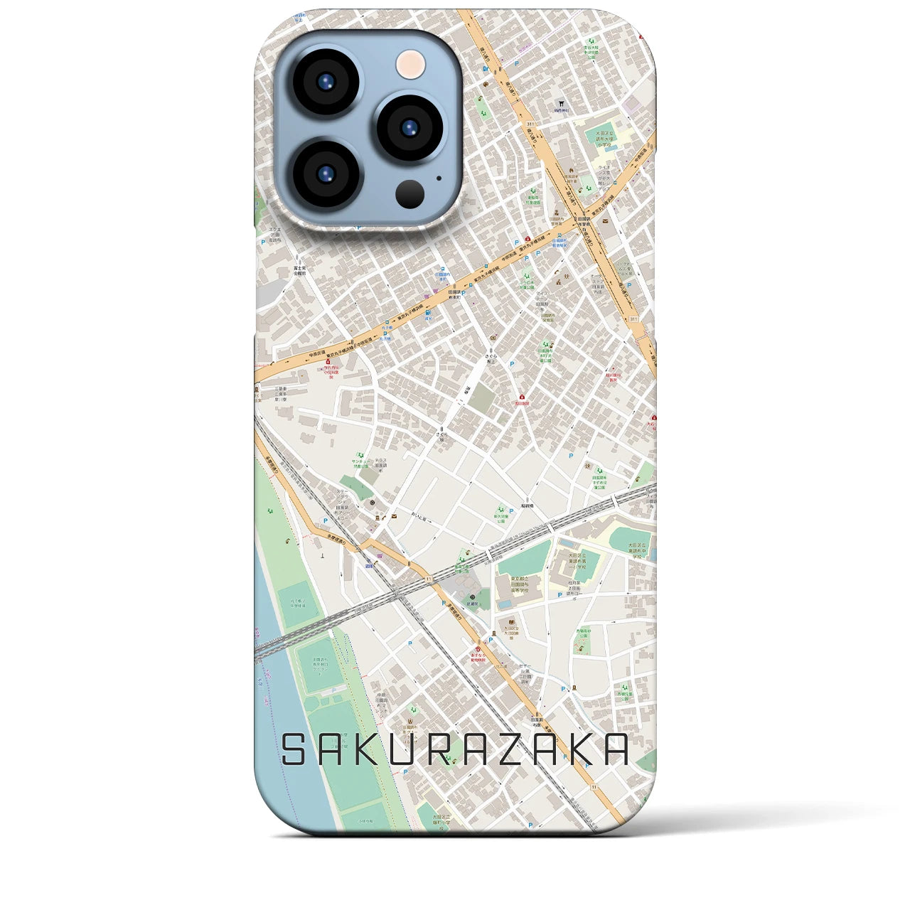 【桜坂(東京都)】地図柄iPhoneケース(バックカバータイプ)