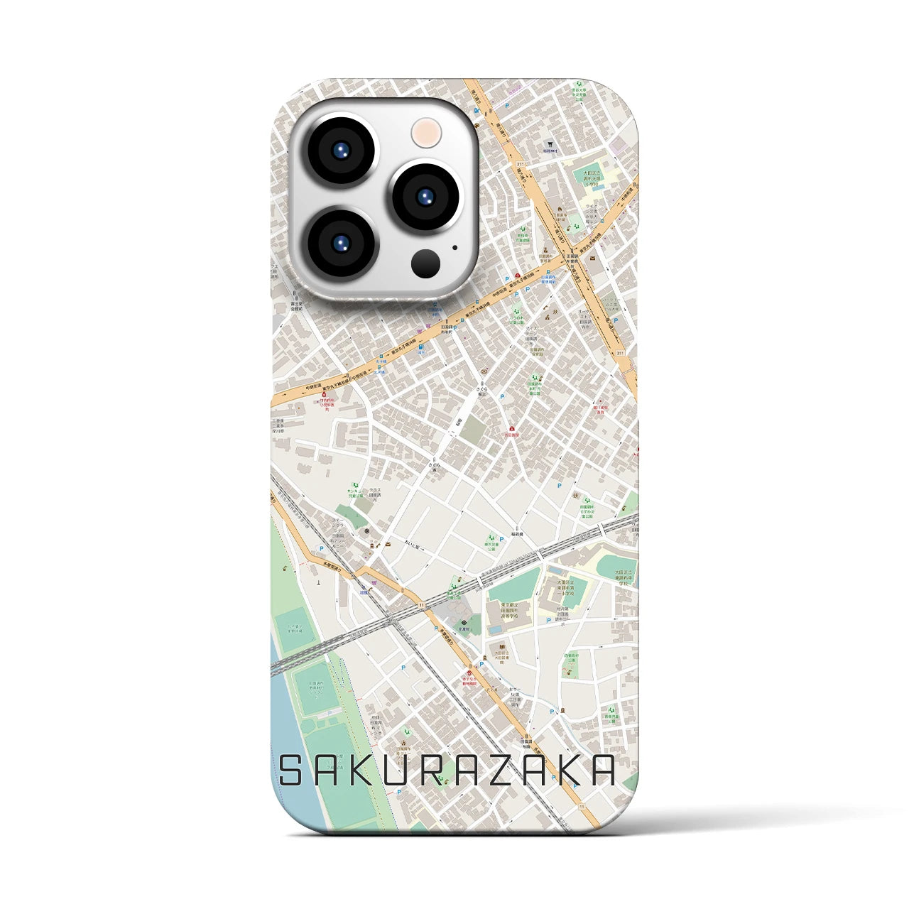 【桜坂(東京都)】地図柄iPhoneケース(バックカバータイプ)